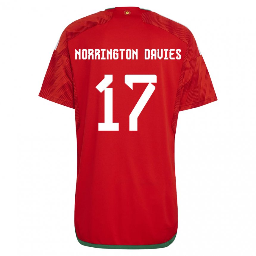 Hombre Camiseta Gales Rhys Norrington Davies #17 Rojo 1ª Equipación 22-24 La Camisa Chile