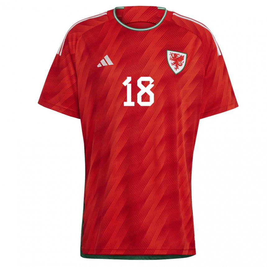 Hombre Camiseta Gales Jonathan Williams #18 Rojo 1ª Equipación 22-24 La Camisa Chile