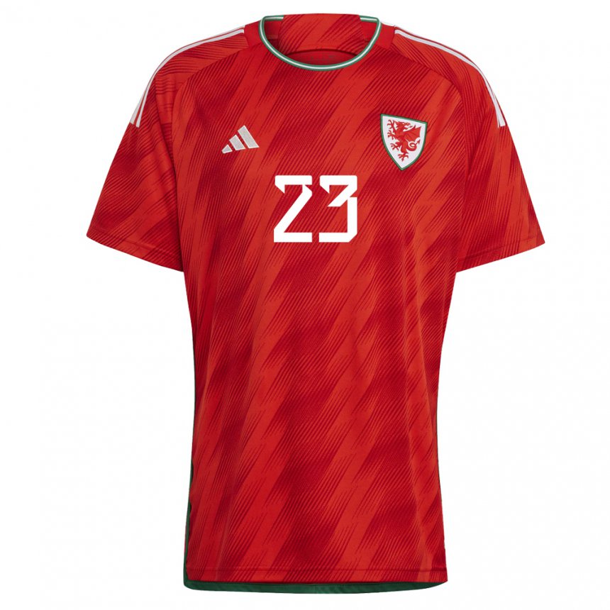 Hombre Camiseta Gales Jordan James #23 Rojo 1ª Equipación 22-24 La Camisa Chile