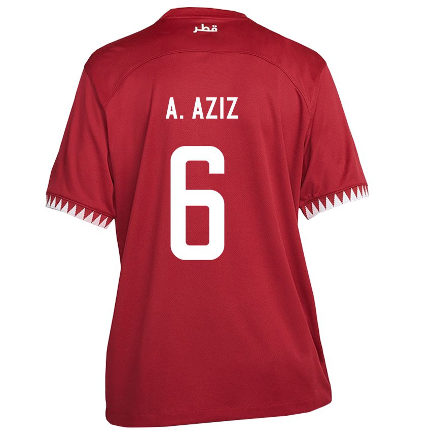Hombre Camiseta Catar Abdulaziz Hatem #6 Granate 1ª Equipación 22-24 La Camisa Chile
