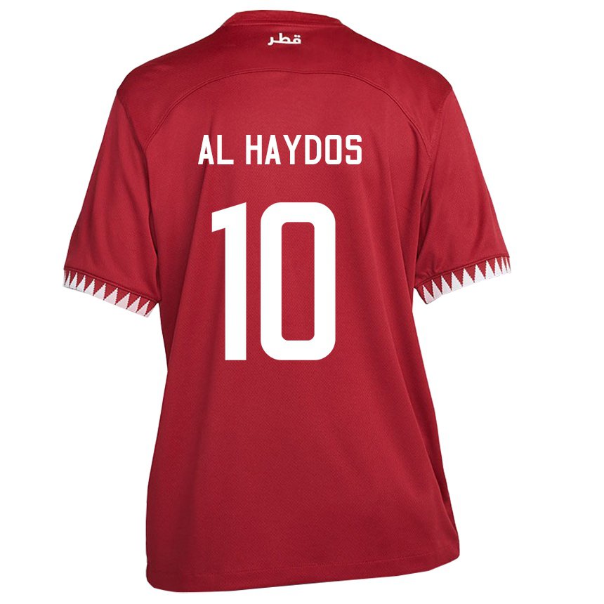 Hombre Camiseta Catar Hasan Al Haydos #10 Granate 1ª Equipación 22-24 La Camisa Chile