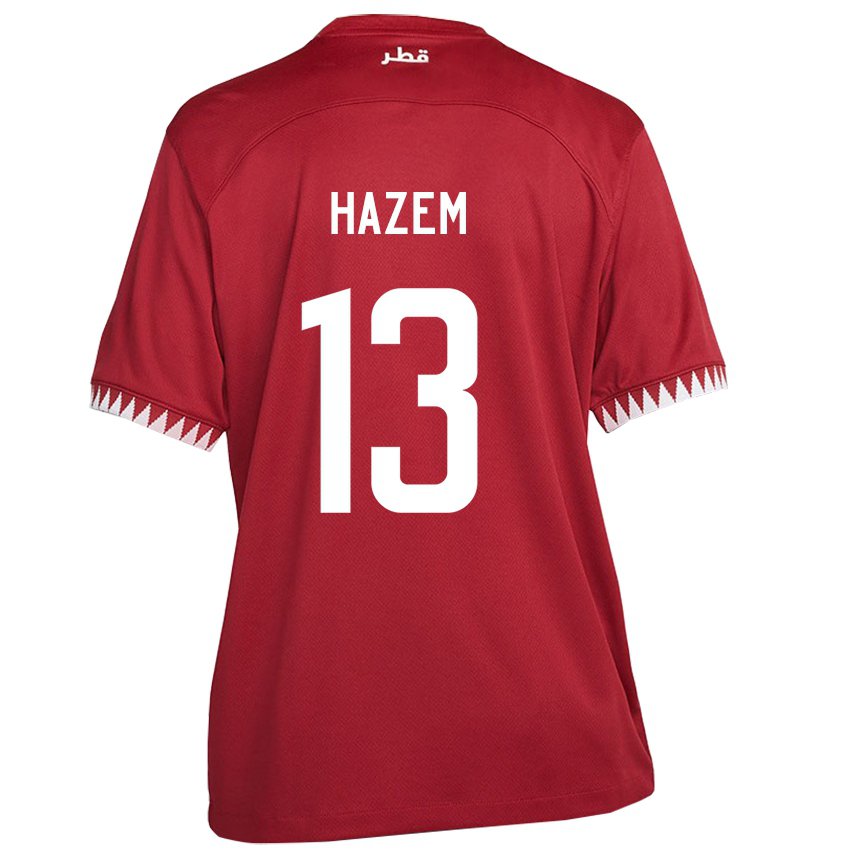 Hombre Camiseta Catar Hazem Shehata #13 Granate 1ª Equipación 22-24 La Camisa Chile