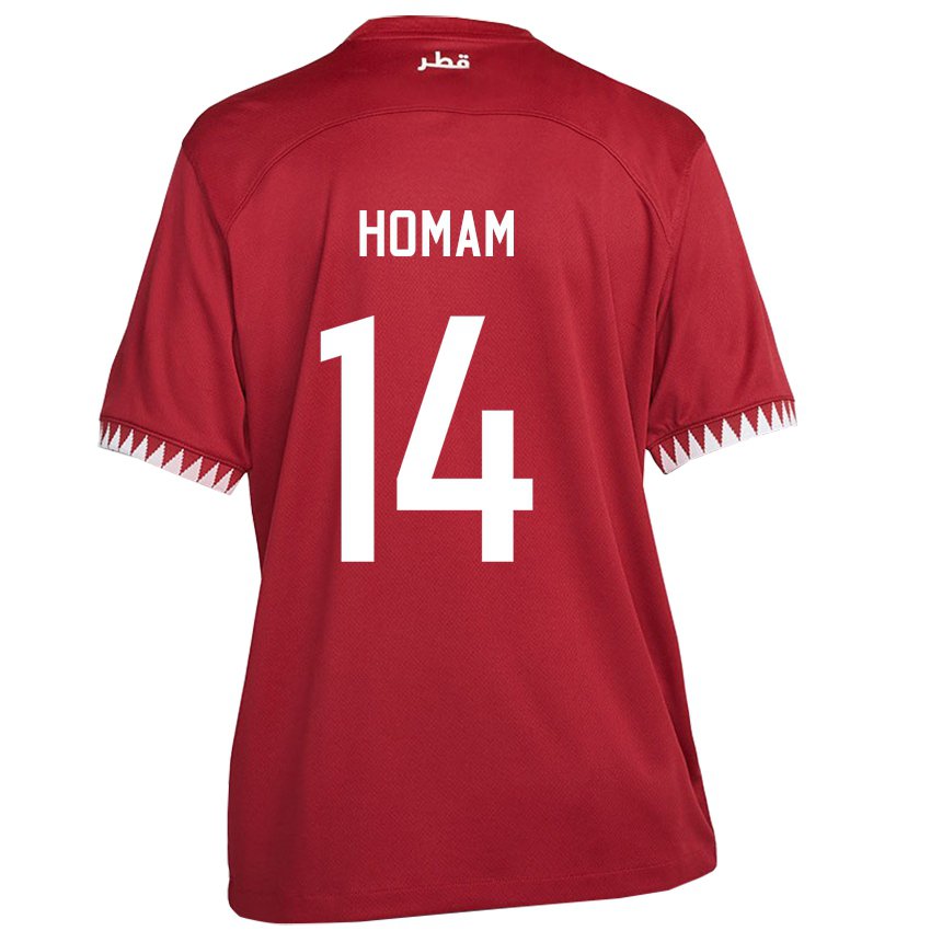 Hombre Camiseta Catar Homam Ahmed #14 Granate 1ª Equipación 22-24 La Camisa Chile