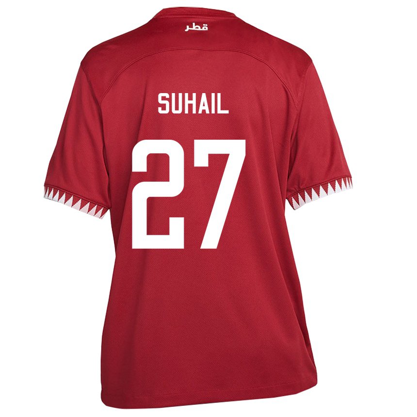 Hombre Camiseta Catar Ahmed Suhail #27 Granate 1ª Equipación 22-24 La Camisa Chile