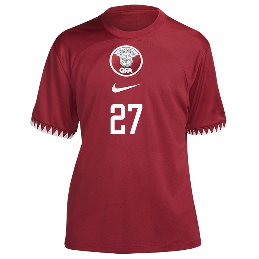 Hombre Camiseta Catar Ahmed Suhail #27 Granate 1ª Equipación 22-24 La Camisa Chile