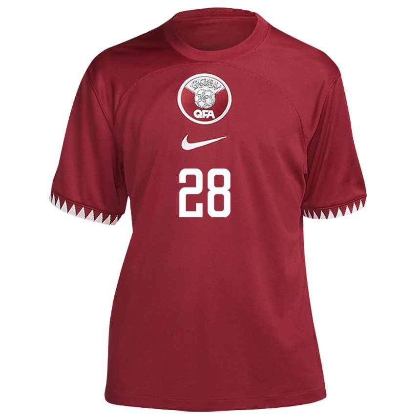 Hombre Camiseta Catar Yusuf Abdurisag #28 Granate 1ª Equipación 22-24 La Camisa Chile