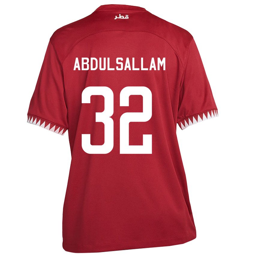 Hombre Camiseta Catar Jassem Gaber Abdulsallam #32 Granate 1ª Equipación 22-24 La Camisa Chile