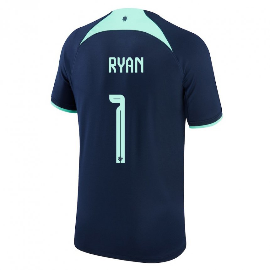 Hombre Camiseta Australia Mathew Ryan #1 Azul Oscuro 2ª Equipación 22-24 La Camisa Chile