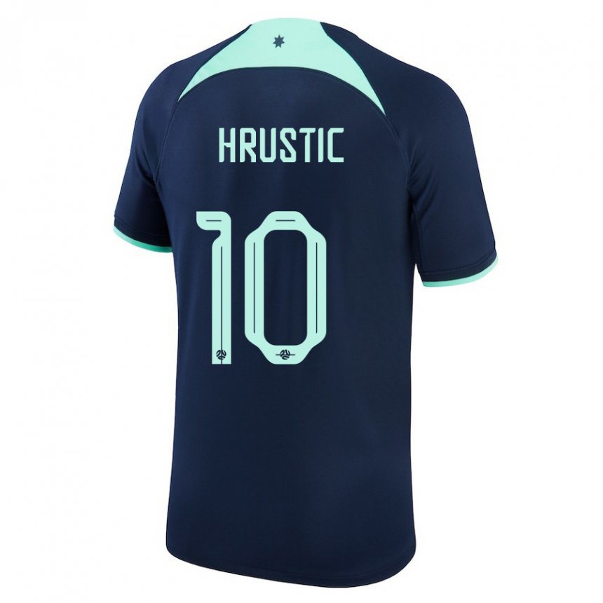 Hombre Camiseta Australia Ajdin Hrustic #10 Azul Oscuro 2ª Equipación 22-24 La Camisa Chile