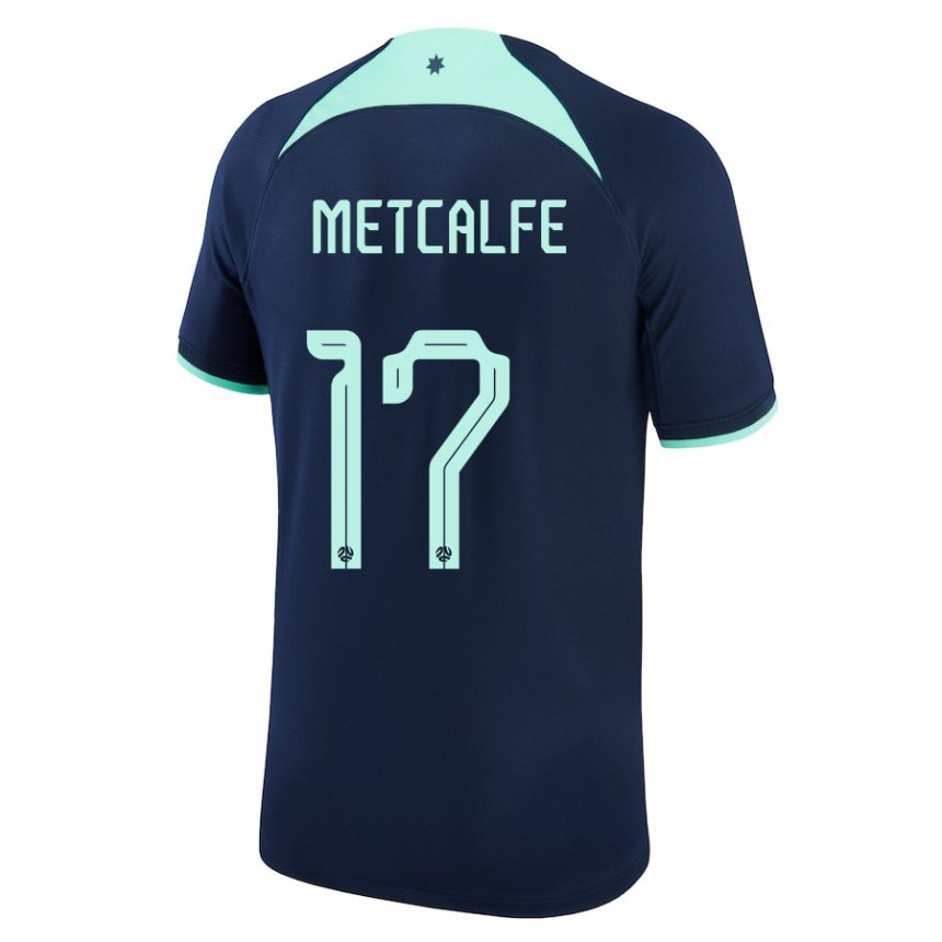 Hombre Camiseta Australia Connor Metcalfe #17 Azul Oscuro 2ª Equipación 22-24 La Camisa Chile