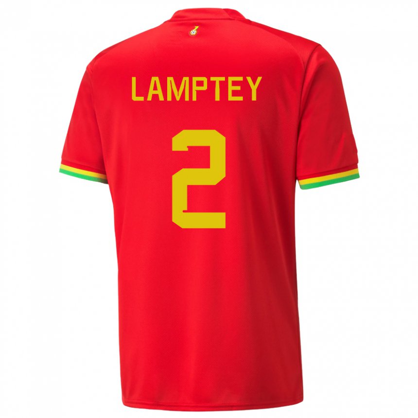 Hombre Camiseta Ghana Tariq Lamptey #2 Rojo 2ª Equipación 22-24 La Camisa Chile