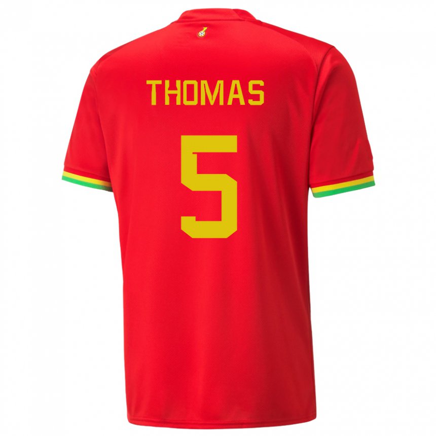 Hombre Camiseta Ghana Thomas Partey #5 Rojo 2ª Equipación 22-24 La Camisa Chile