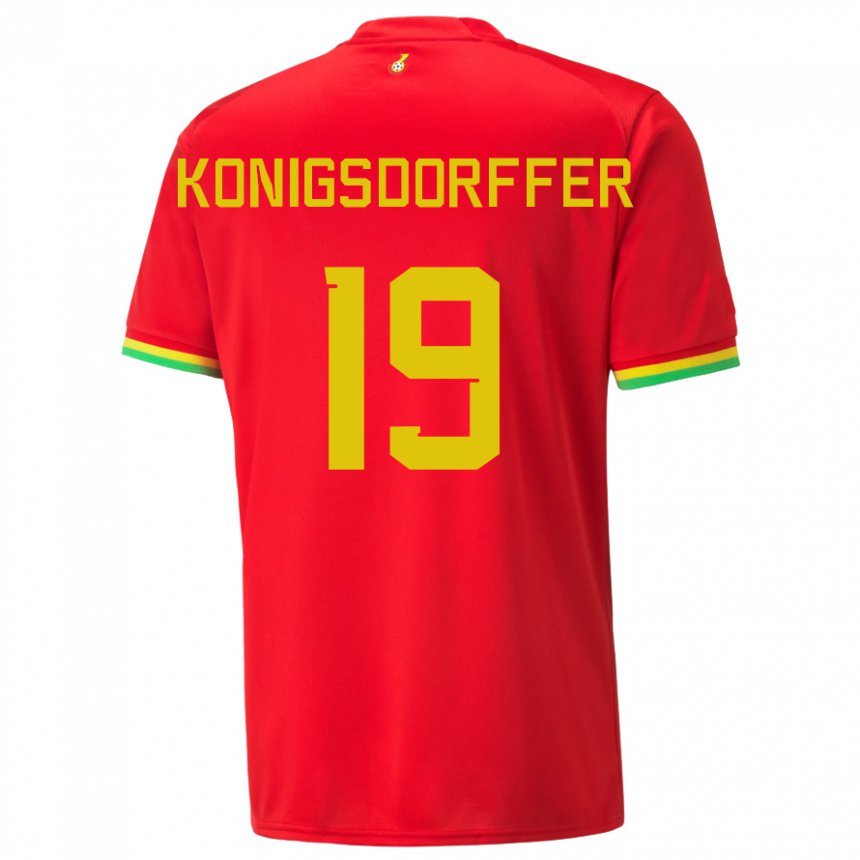 Hombre Camiseta Ghana Ransford-yeboah Konigsdorffer #19 Rojo 2ª Equipación 22-24 La Camisa Chile