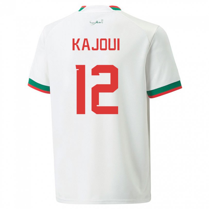 Hombre Camiseta Marruecos Munir Kajoui #12 Blanco 2ª Equipación 22-24 La Camisa Chile