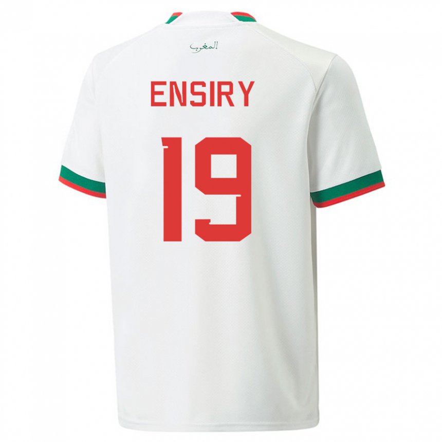 Hombre Camiseta Marruecos Youssef Ensiry #19 Blanco 2ª Equipación 22-24 La Camisa Chile