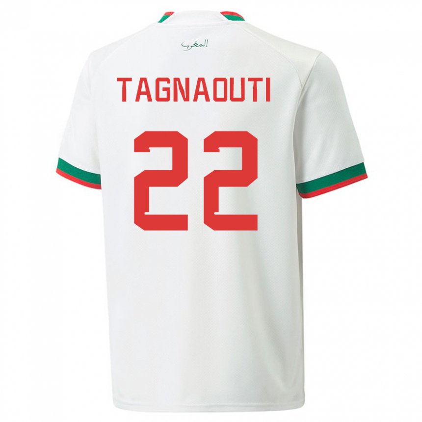 Hombre Camiseta Marruecos Ahmed Reda Tagnaouti #22 Blanco 2ª Equipación 22-24 La Camisa Chile