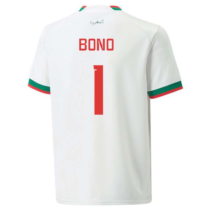 Hombre Camiseta Marruecos Bono #1 Blanco 2ª Equipación 22-24 La Camisa Chile