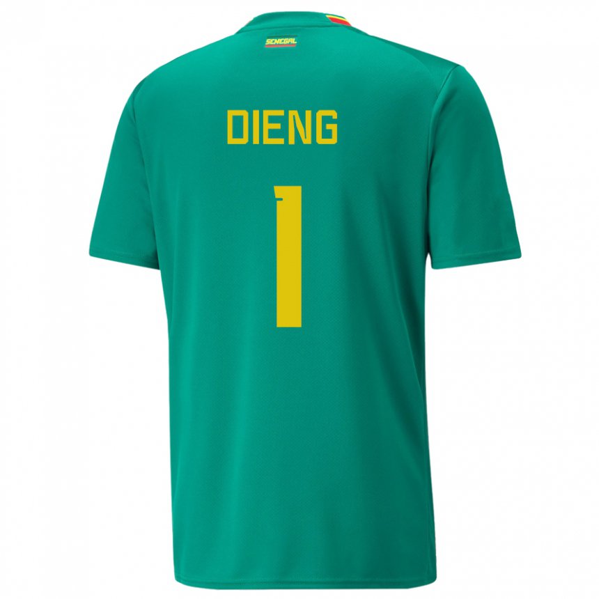 Hombre Camiseta Senegal Timothy Dieng #1 Verde 2ª Equipación 22-24 La Camisa Chile