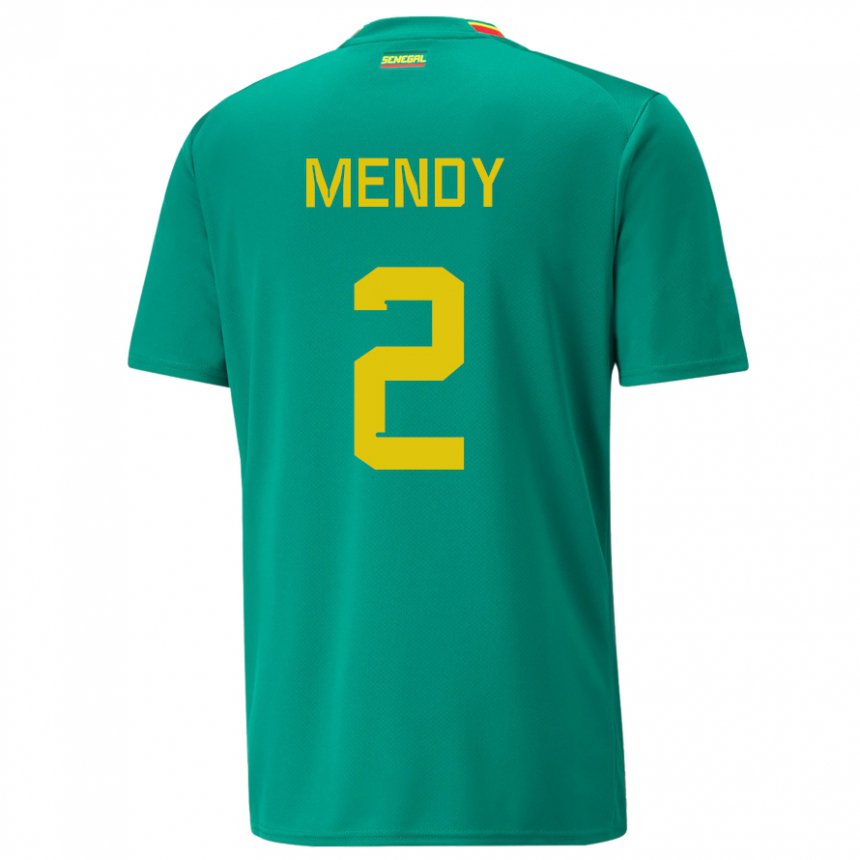 Hombre Camiseta Senegal Formose Mendy #2 Verde 2ª Equipación 22-24 La Camisa Chile