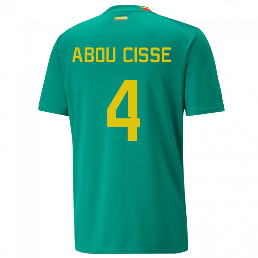 Hombre Camiseta Senegal Pape Abou Cisse #4 Verde 2ª Equipación 22-24 La Camisa Chile