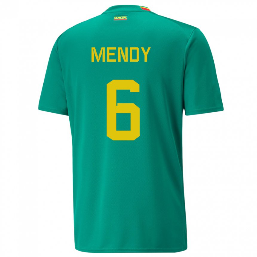 Hombre Camiseta Senegal Nampalys Mendy #6 Verde 2ª Equipación 22-24 La Camisa Chile