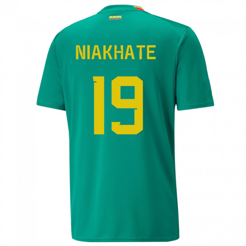 Hombre Camiseta Senegal Moussa Niakhate #19 Verde 2ª Equipación 22-24 La Camisa Chile