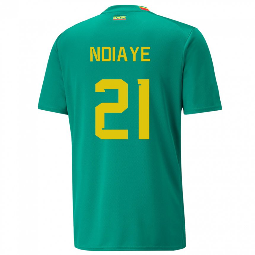 Hombre Camiseta Senegal Iliman Ndiaye #21 Verde 2ª Equipación 22-24 La Camisa Chile