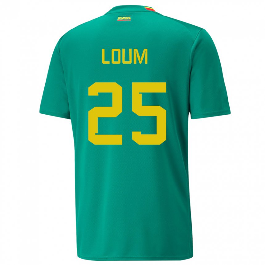 Hombre Camiseta Senegal Mamadou Loum #25 Verde 2ª Equipación 22-24 La Camisa Chile