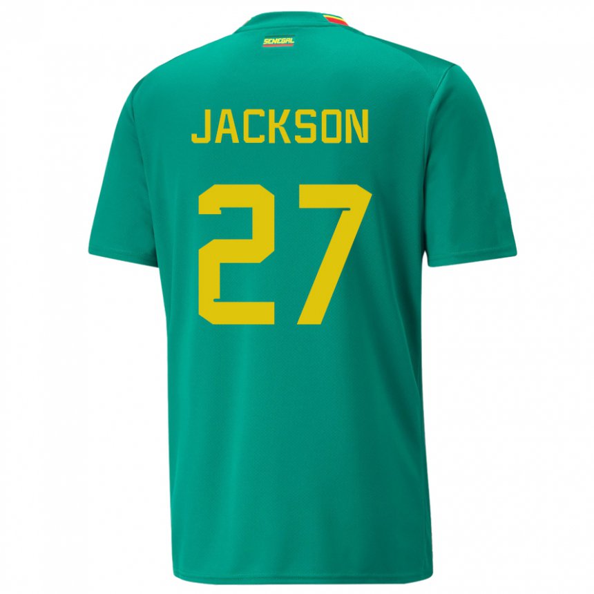 Hombre Camiseta Senegal Nicolas Jackson #27 Verde 2ª Equipación 22-24 La Camisa Chile