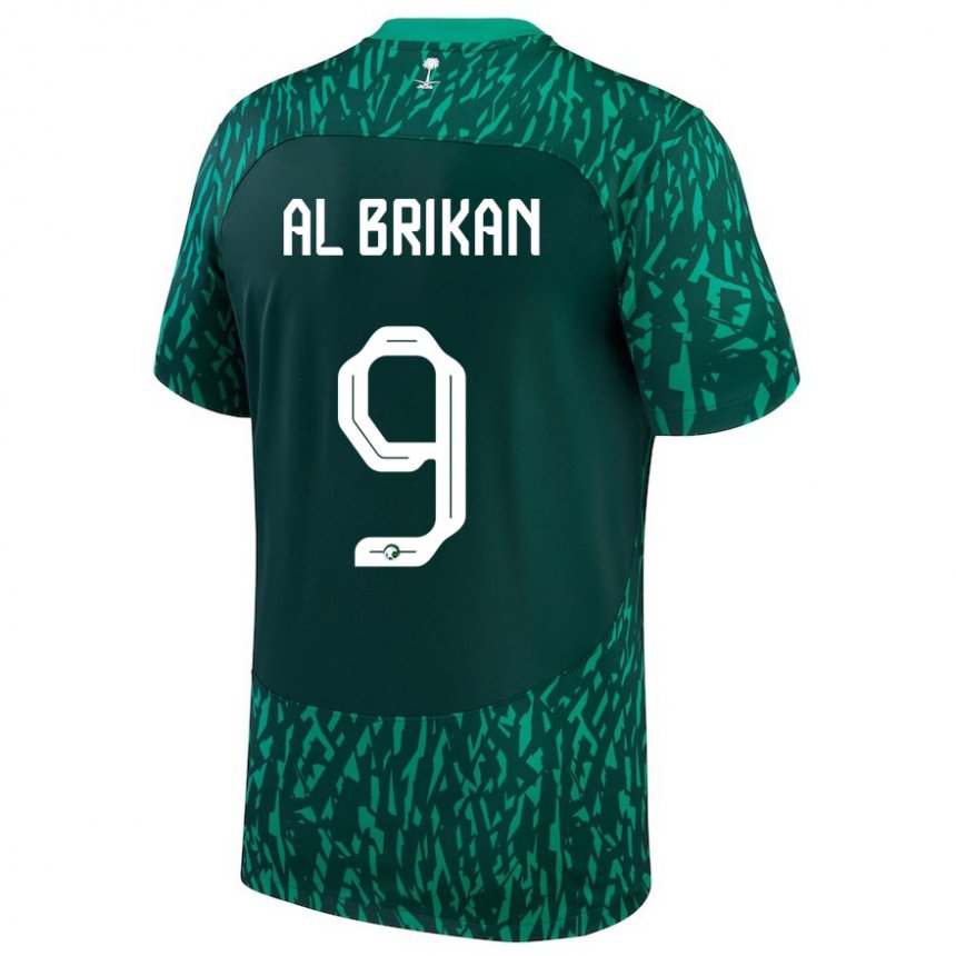 Hombre Camiseta Arabia Saudita Feras Al Brikan #9 Verde Oscuro 2ª Equipación 22-24 La Camisa Chile