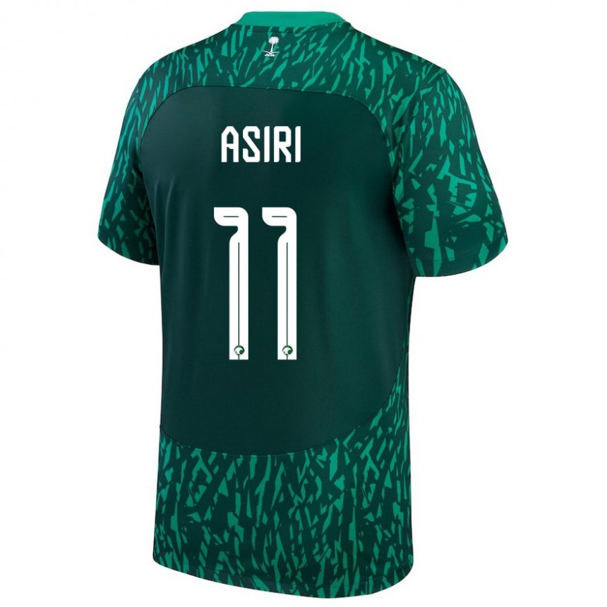 Hombre Camiseta Arabia Saudita Haitham Asiri #11 Verde Oscuro 2ª Equipación 22-24 La Camisa Chile