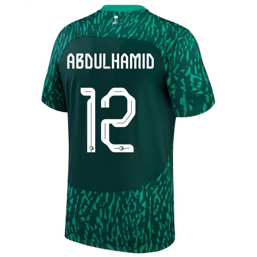 Hombre Camiseta Arabia Saudita Saud Abdulhamid #12 Verde Oscuro 2ª Equipación 22-24 La Camisa Chile