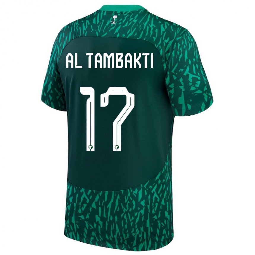 Hombre Camiseta Arabia Saudita Hassan Al Tambakti #17 Verde Oscuro 2ª Equipación 22-24 La Camisa Chile