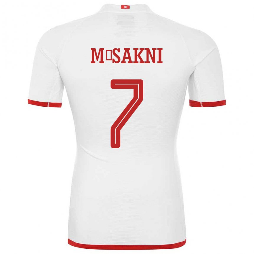 Hombre Camiseta Túnez Youssef M Sakni #7 Blanco 2ª Equipación 22-24 La Camisa Chile