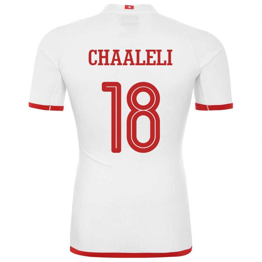 Hombre Camiseta Túnez Ghaliene Chaaleli #18 Blanco 2ª Equipación 22-24 La Camisa Chile