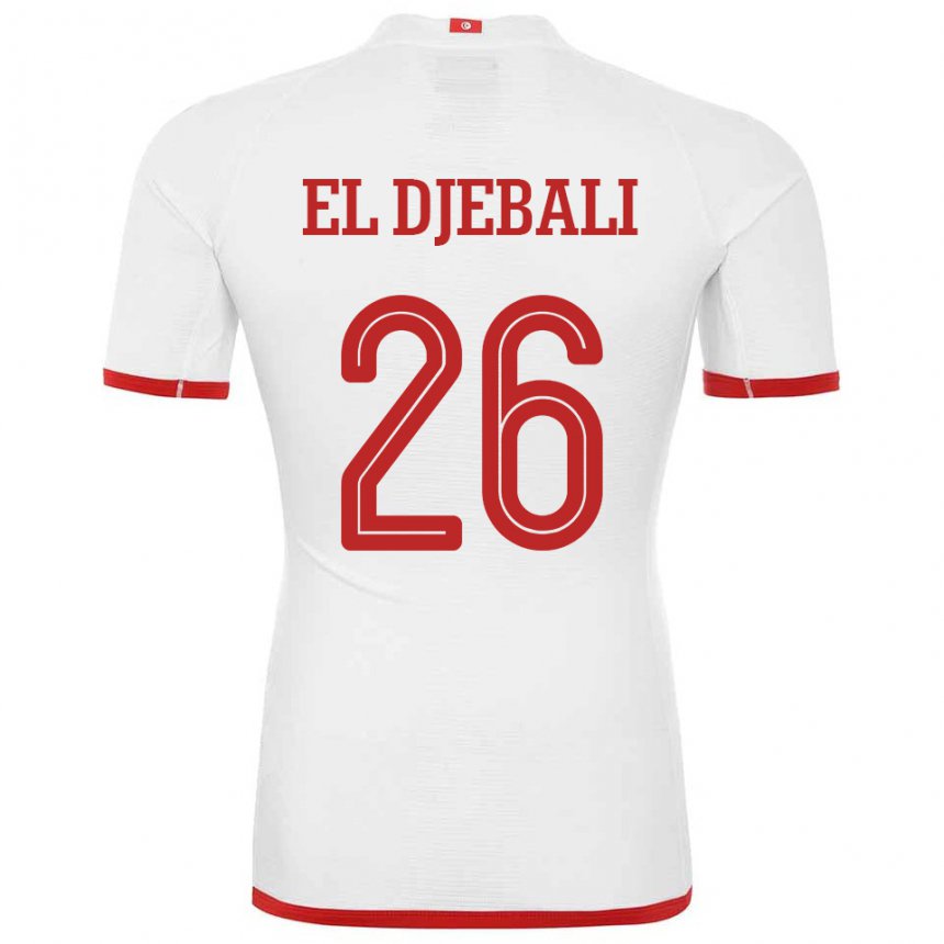 Hombre Camiseta Túnez Chaim El Djebali #26 Blanco 2ª Equipación 22-24 La Camisa Chile