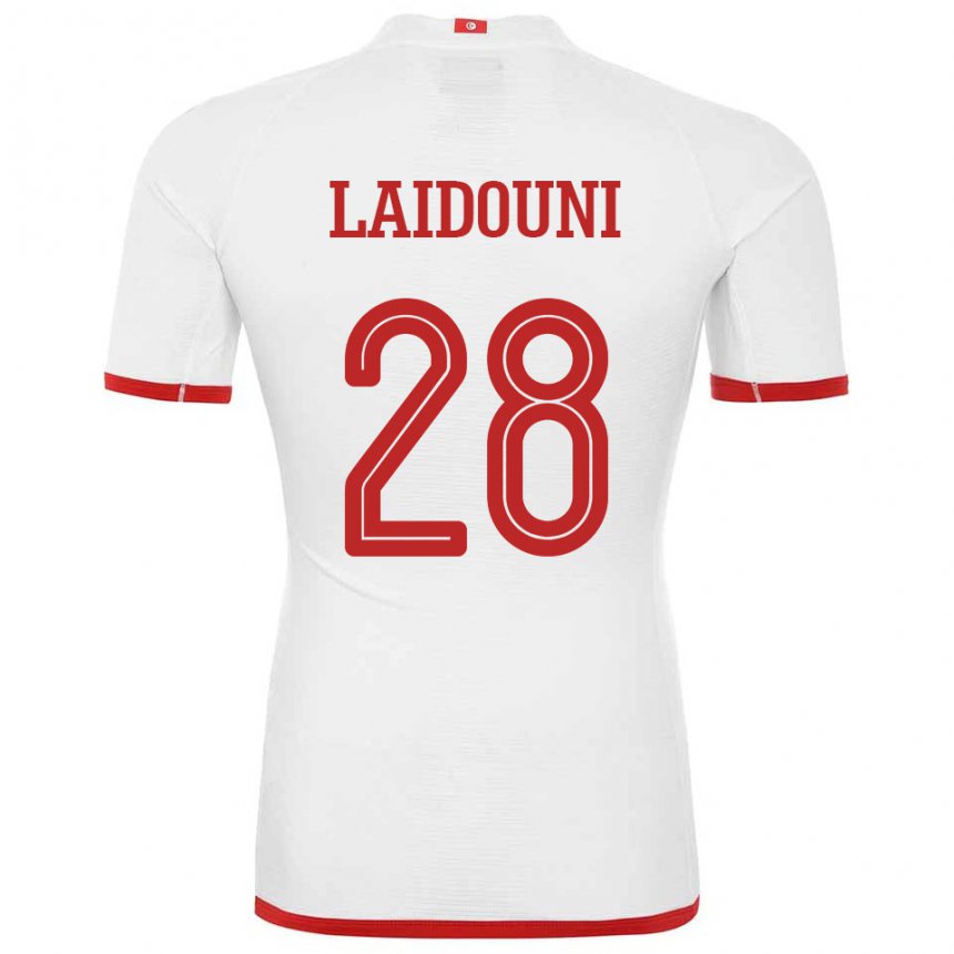 Hombre Camiseta Túnez Aissa Laidouni #28 Blanco 2ª Equipación 22-24 La Camisa Chile