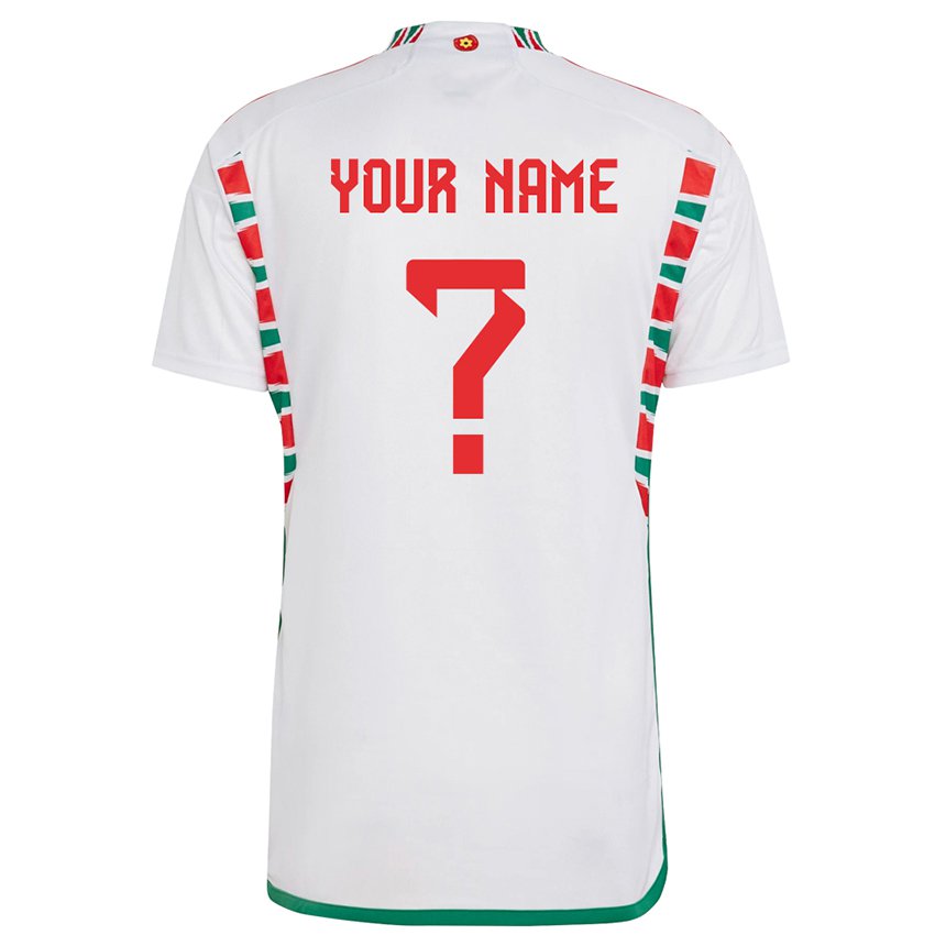 Hombre Camiseta Gales Su Nombre #0 Blanco 2ª Equipación 22-24 La Camisa Chile