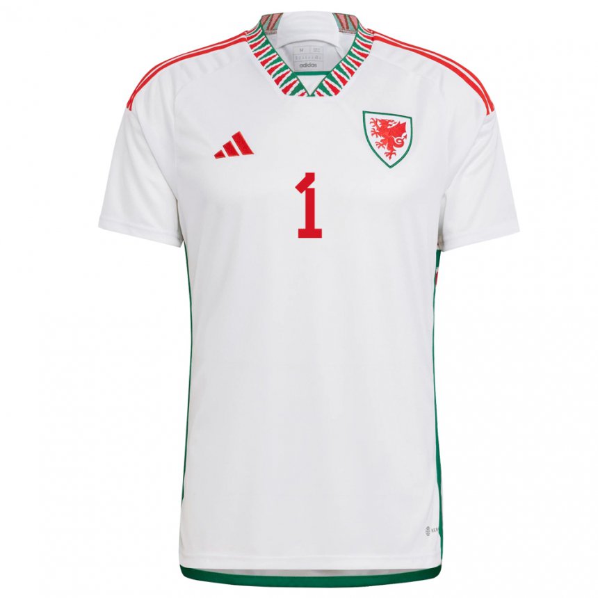 Hombre Camiseta Gales Wayne Hennessey #1 Blanco 2ª Equipación 22-24 La Camisa Chile