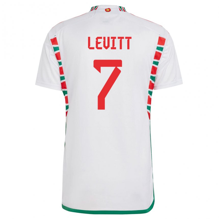 Hombre Camiseta Gales Dylan Levitt #7 Blanco 2ª Equipación 22-24 La Camisa Chile