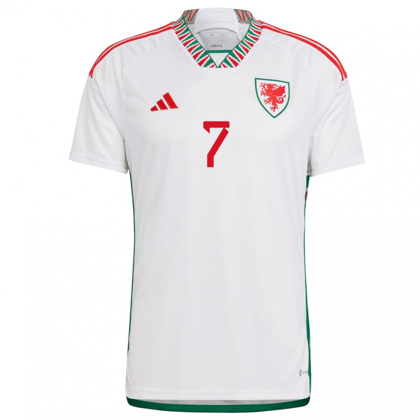 Hombre Camiseta Gales Dylan Levitt #7 Blanco 2ª Equipación 22-24 La Camisa Chile