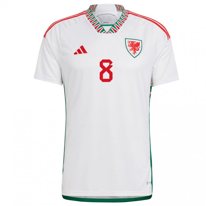 Hombre Camiseta Gales Matt Smith #8 Blanco 2ª Equipación 22-24 La Camisa Chile