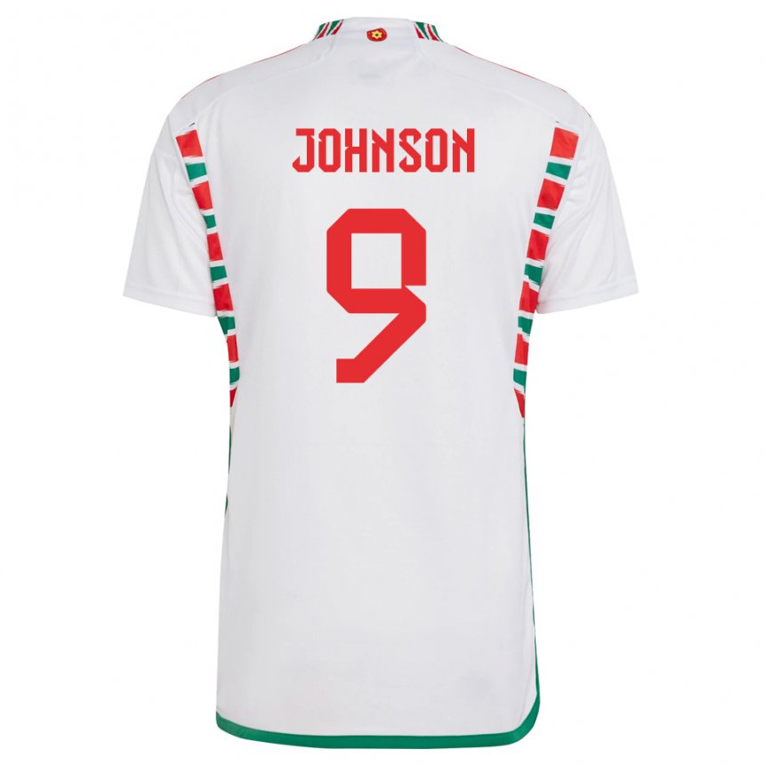 Hombre Camiseta Gales Brennan Johnson #9 Blanco 2ª Equipación 22-24 La Camisa Chile