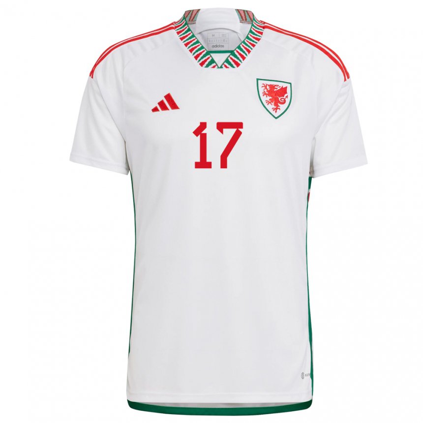 Hombre Camiseta Gales Rhys Norrington Davies #17 Blanco 2ª Equipación 22-24 La Camisa Chile