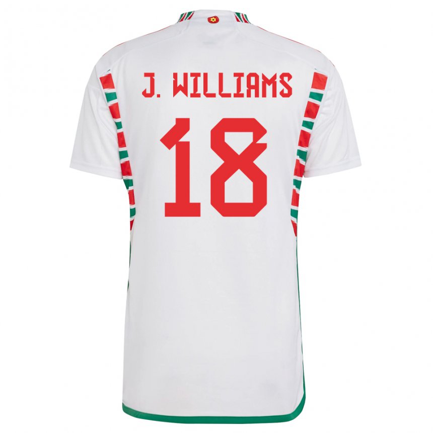 Hombre Camiseta Gales Jonathan Williams #18 Blanco 2ª Equipación 22-24 La Camisa Chile