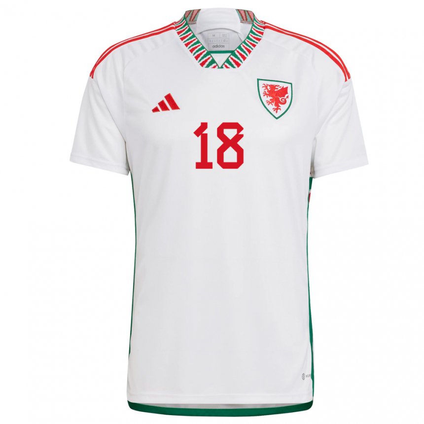 Hombre Camiseta Gales Jonathan Williams #18 Blanco 2ª Equipación 22-24 La Camisa Chile