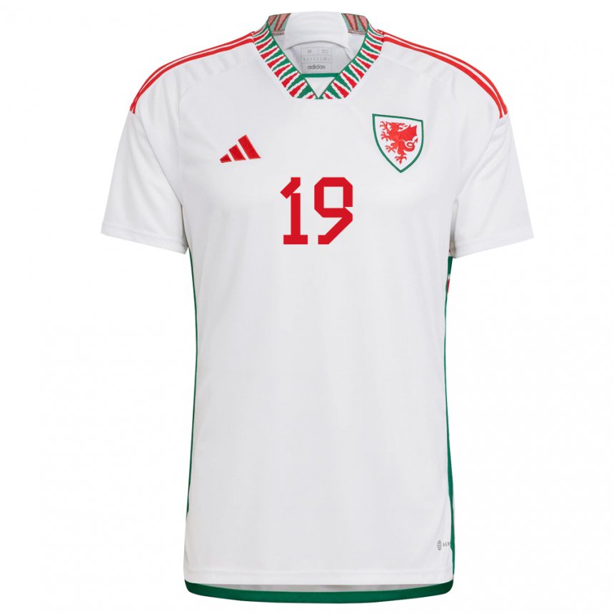 Hombre Camiseta Gales Mark Harris #19 Blanco 2ª Equipación 22-24 La Camisa Chile