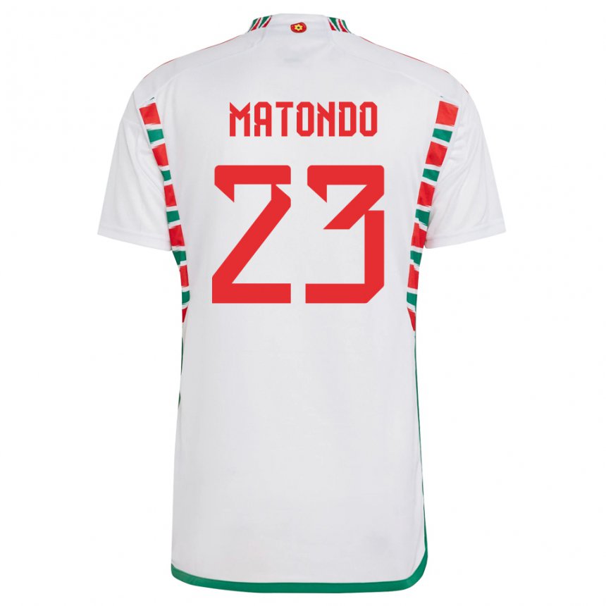 Hombre Camiseta Gales Rabbi Matondo #23 Blanco 2ª Equipación 22-24 La Camisa Chile