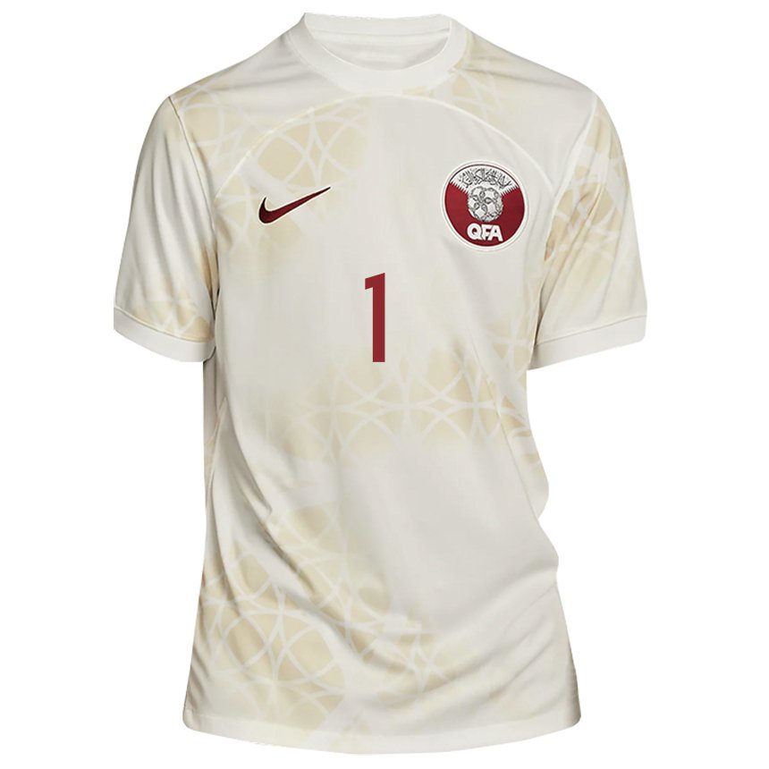 Hombre Camiseta Catar Saad Al Sheeb #1 Beis Dorado 2ª Equipación 22-24 La Camisa Chile