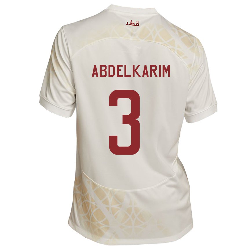 Hombre Camiseta Catar Abdelkarim Hassan #3 Beis Dorado 2ª Equipación 22-24 La Camisa Chile